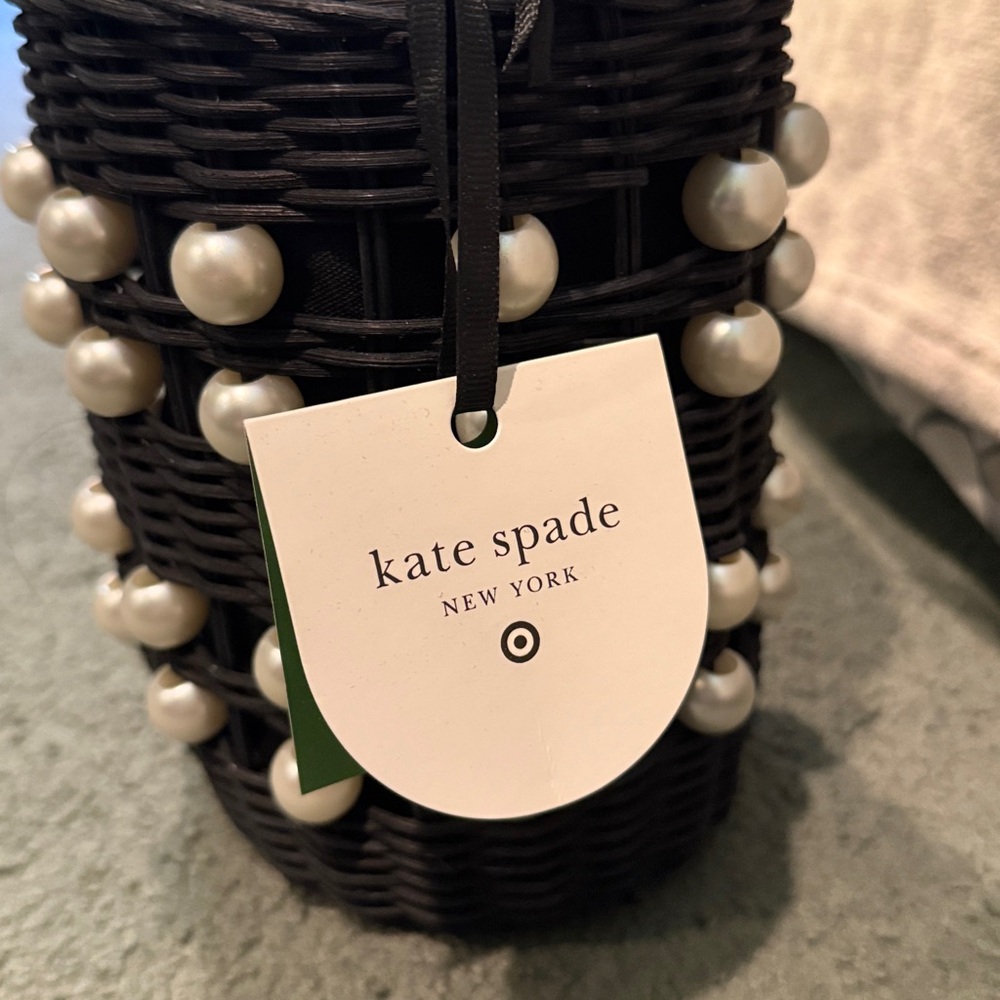 NWT Kate Spade Target Collab Black Woven Bag with Pearl Accents - Picture 3 of 7